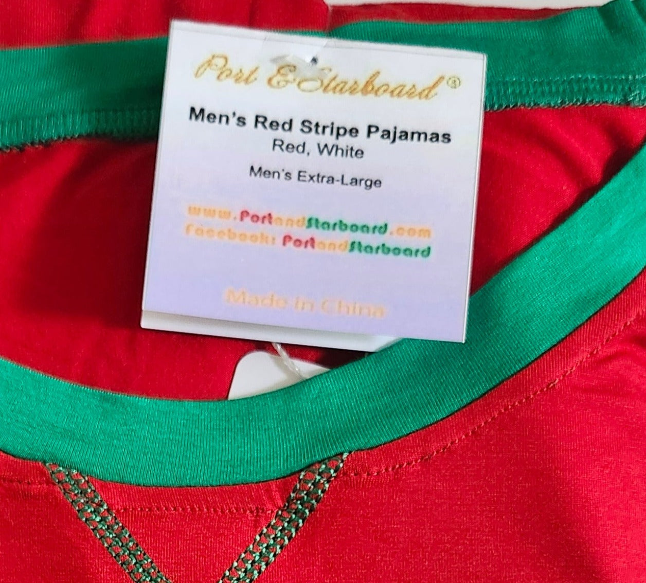 Men's Red and White Striped Pajamas