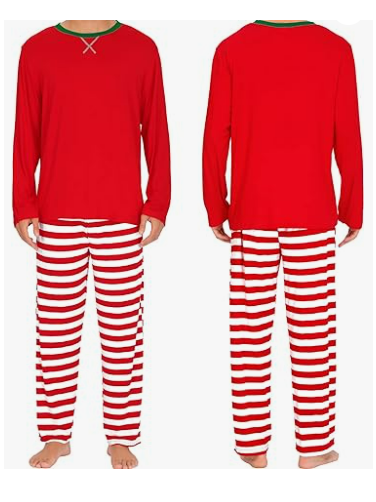 Men's Red and White Striped Pajamas