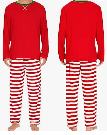 Men's Red and White Striped Pajamas