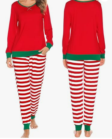 Women's Red and White Striped Pajamas