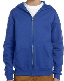 Youth Fleece Full-Zip Hooded Sweatshirt - Port and Starboard Custom Signal Flag Logo Embroidered Youth Sailing Attire Jerzees