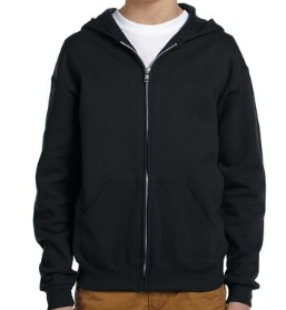 Youth Fleece Full-Zip Hooded Sweatshirt - Port and Starboard Custom Signal Flag Logo Embroidered Youth Sailing Attire Jerzees