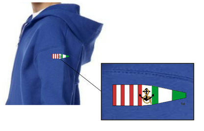 Youth Fleece Full-Zip Hooded Sweatshirt - Port and Starboard Custom Signal Flag Logo Embroidered Youth Sailing Attire Jerzees