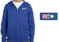 Youth Fleece Full-Zip Hooded Sweatshirt - Port and Starboard Custom Signal Flag Logo Embroidered Youth Sailing Attire Jerzees