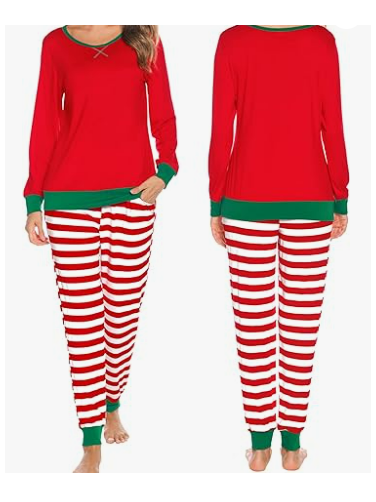 Women's Red and White Striped Pajamas