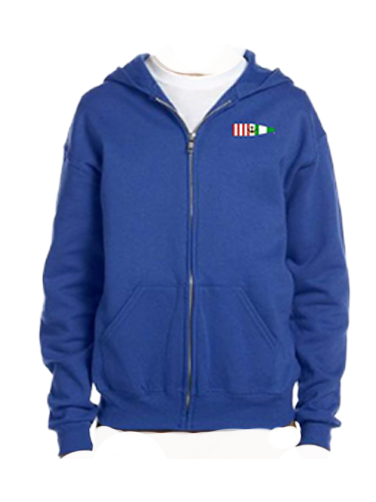 Youth Fleece Full-Zip Hooded Sweatshirt - Port and Starboard Custom Signal Flag Logo Embroidered Youth Sailing Attire Jerzees